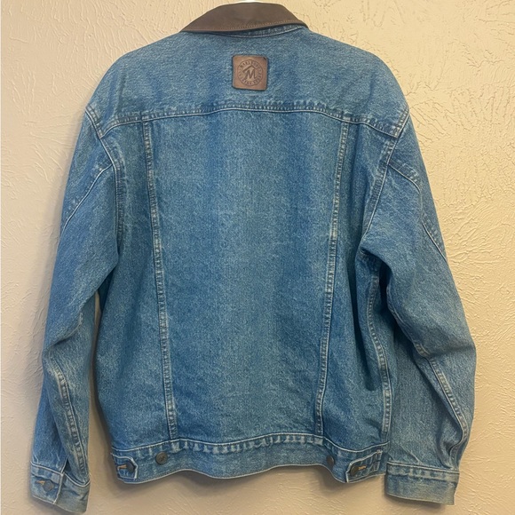 Marlboro Coutry Store Vintage Denim Jacket, Leather collar vintage denim - Picture 2 of 4